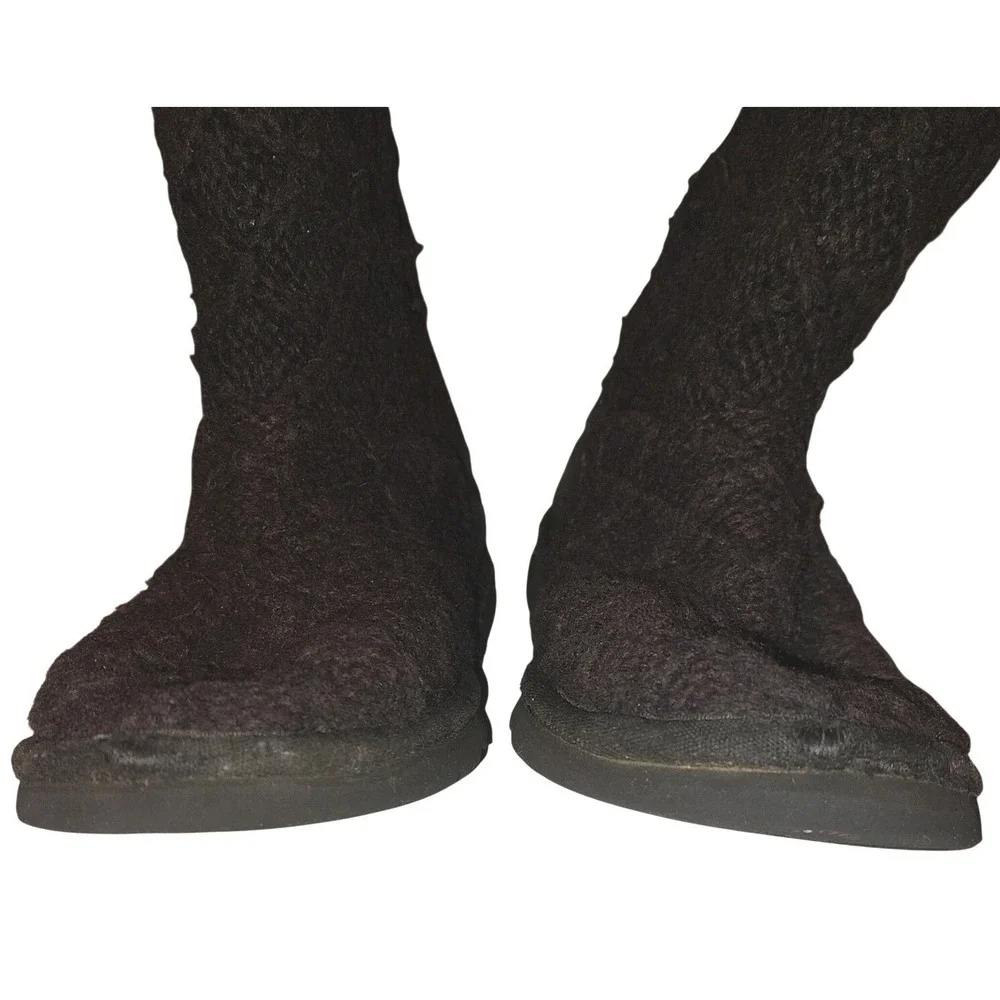 UGG Lattice Cardy Knit Boots Women's Black Tall Button